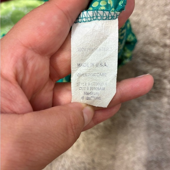 Charlotte Russe Y2K Green Batik Satin Tube Top Tunic Drawstring Versatile M - Picture 6 of 6